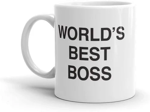The Office World's Best Boss Dunder Mifflin - Taza de cerámica blanca, 11 onzas, taza oficial de Michael Scott como se ve en la oficina