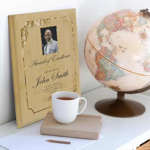 Miniatura 6 de Placa personalizada con acabado de roble de 9 x 12 pulgadas para premios y reconocimiento, placa personalizada con respaldo con cerradura, Diseño D