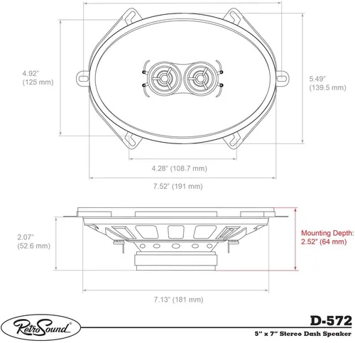 Miniatura 3 de Retro Manufacturing D-572 - Altavoz de repuesto para salpicadero de 5" x 7" para vehículos clásicos