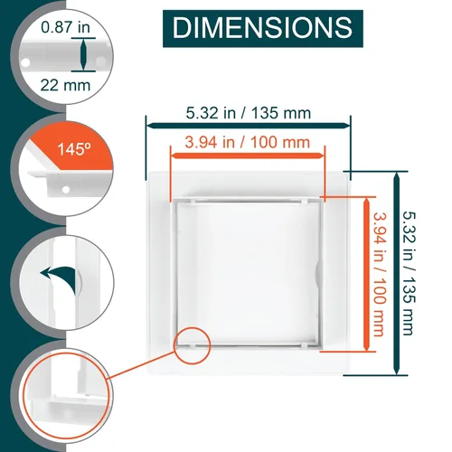 Miniatura 2 de Panel de acceso de plástico blanco de 4 x 4 pulgadas. Panel de puerta de eje de servicio. Plomería, electricidad, calefacción, panel de acceso