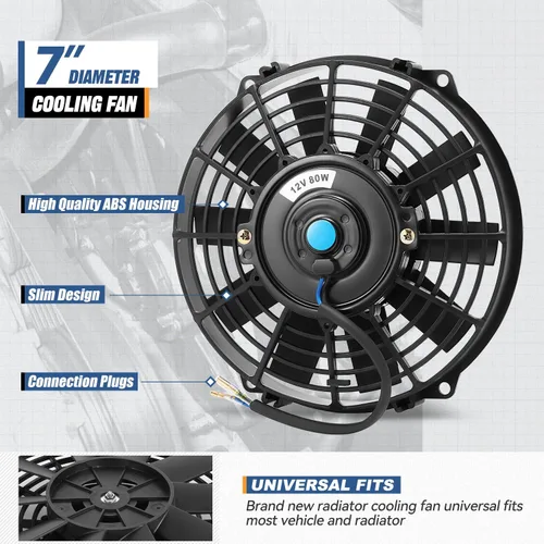 Miniatura 3 de Auto Dynasty Ventilador de radiador eléctrico, conjunto universal de ventilador de refrigeración de radiador de 7 pulgadas con kit de relé de Negro