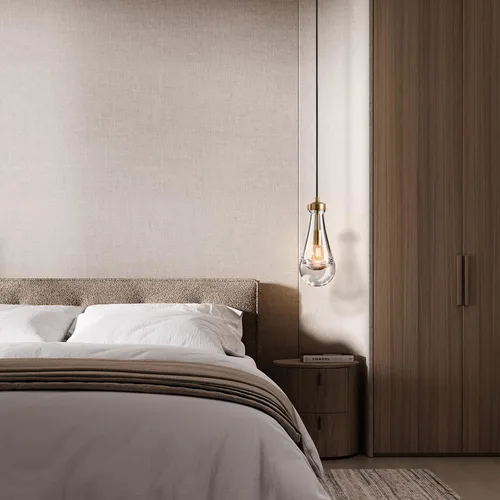 Miniatura 7 de Lámpara colgante moderna, diseño de gota de lluvia, lámpara de techo de cristal para interiores, 5 pies de profundidad x 12.5 pies de alto, latón