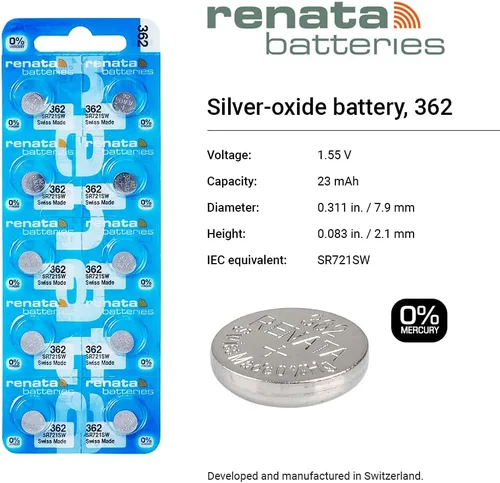 Miniatura 2 de Renata 362 batería de reloj, paquete de 5 unidades.