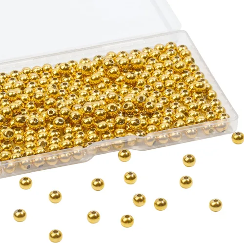 Miniatura 10 de 400 cuentas espaciadoras redondas de acero inoxidable 304 para hacer joyas, cuentas de metal lisas sin costuras, 0.157 pulgadas para hacer collares