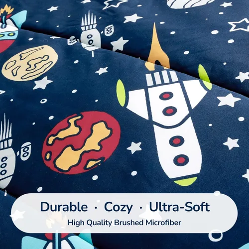 Miniatura 5 de SLEEP ZONE - Juego de edredón de 3 piezas tamaño matrimonial/Queen para niños, estampado suave, para todas las temporadas, no se decolora, lavar a