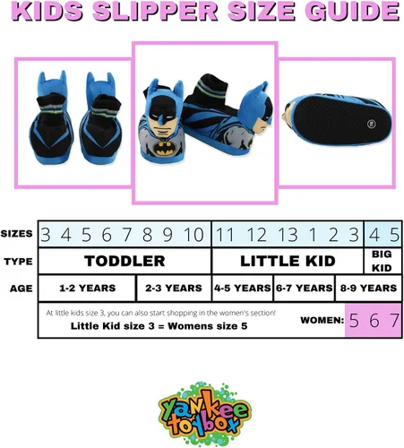Miniatura 2 de DC Comics Batman - Pantuflas de felpa 3D para niños pequeños, Azul
