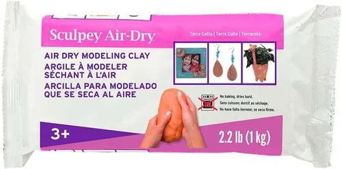 Sculpey Air-Dry™ Terra Cotta, no tóxico, arcilla seca al aire, barra de 2.2 libras, ideal para modelar, esculpir, vacaciones, huellas de manos,