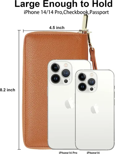 Miniatura 3 de Chelmon - Monedero para mujer de cuero genuino con bloqueo de señal RFID para tarjetas de crédito