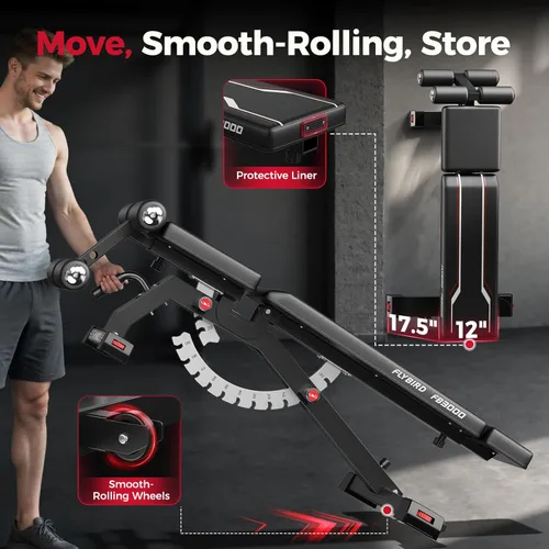 Miniatura 9 de FLYBIRD Adjustable Weight Bench, Full Body Workout Bench for Home Garage Gym Strength Training, Incline Flat Decline for Sit Up Bench Press Negro