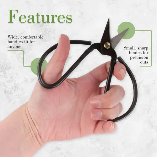 Miniatura 4 de BambooMN Tijeras afiladas forjadas para bonsái resistentes de 5.1" - 1 pieza