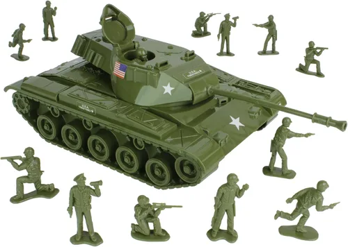 Miniatura 11 de Set de juegos tanque Tim Mee Toy Walker Bulldog, color azul, 13 piezas, fabricado en EE. UU