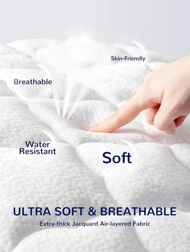 Miniatura 3 de SLEEP ZONE Protector de colchón impermeable para cuna, acolchado, ajustable, de 28 x 52 pulgadas, suave y transpirable, protector de cama infantil