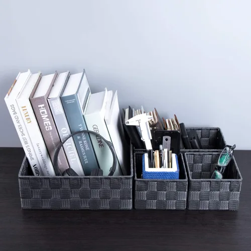 Miniatura 6 de Posprica Cestas de almacenamiento tejidas para organizar, cestas pequeñas, contenedor organizador divisor para cajón, armario, estante, aparador