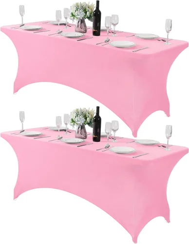 Miniatura 87 de Mantel de elastano para mesas de 4, 6 u 8 pies, mantel elástico universal ajustable para fiestas, banquetes, bodas y eventos - Verde manzana