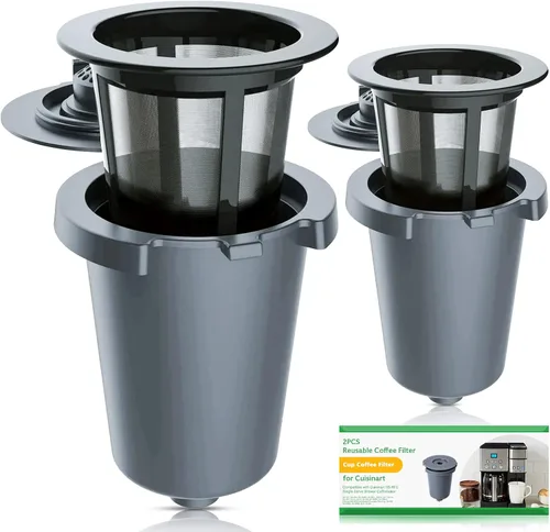 2 vasos de filtro de café reutilizables, compatibles con SS-RFC cafetera de una sola porción, taza de filtro gris para el hogar, filtro de café