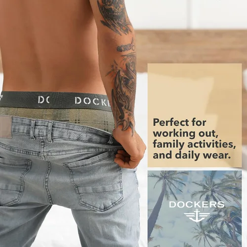 Miniatura 4 de Dockers Calzoncillos tipo bóxer elásticos de algodón para hombre, paquete de 4