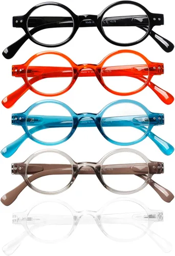 Miniatura 10 de Joschoo - Paquete de 5 gafas de lectura retro redondas, mini y pequeñas, cómodas para mujeres y hombres (5 mix-2, 1.0)
