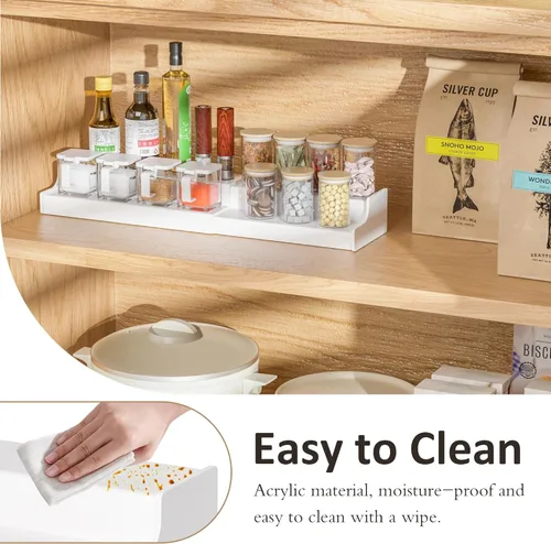 Miniatura 6 de Sezanrpt Organizador expandible de 2 niveles, estante de exhibición de encimera de cocina blanco, organizador de condimentos para gabinete
