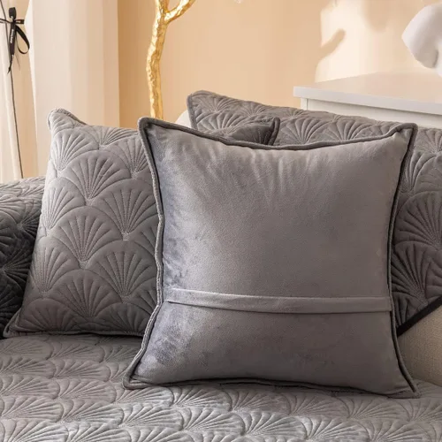 Miniatura 15 de vctops Fundas acolchadas de terciopelo súper suave para sofá y sillón, funda antideslizante para sofá seccional con patrón de hojas, forro de sofá