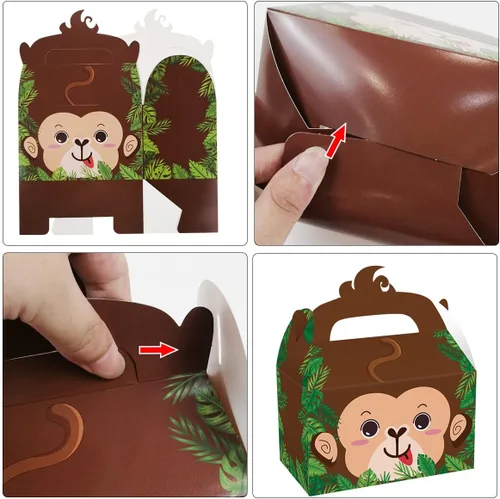 Miniatura 3 de Cieovo Paquete de 24 cajas de cartón para fiestas de animales de safari, cajas de regalo para fiestas de animales del zoológico, cajas de regalo
