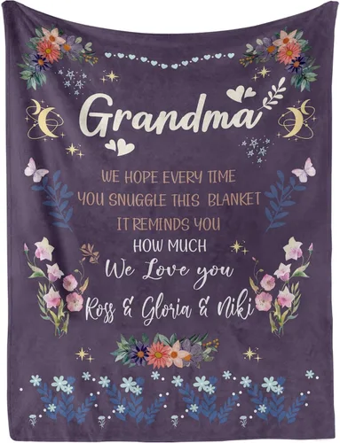 Miniatura 11 de D-Story BK-01 - Manta personalizada de jardín para mamá con nombres de niños, manta de jardín personalizada para abuela, manta de flores
