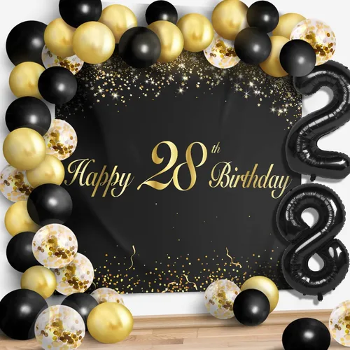Miniatura 15 de Juego de globos negros de feliz cumpleaños 70 – Decoración de guirnalda temática de fiesta con texto en inglés "Cheers to 70 Years Old Party Theme