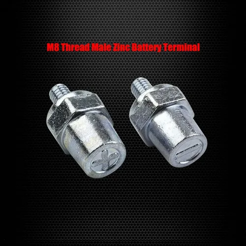 Miniatura 3 de Ampper Postes de carga de terminal de batería de zinc macho de rosca M8, adaptador de poste de batería M8 (+/-) para extensión, paquete de 2 Zinc