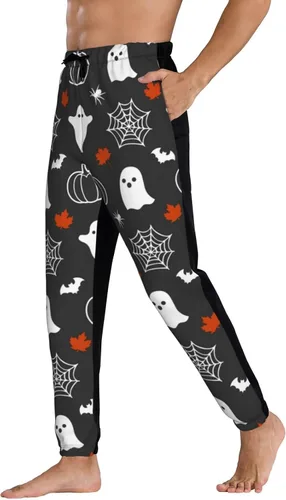 Miniatura 3 de ultaro Mens Joggers Sweatpants Pumpkins, Ghosts, Maple Leaves Casual Pants Sports Jogging Trousers with Drawstring