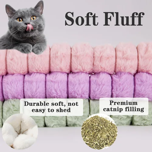 Miniatura 4 de Paquete de 3 Almohadas de Juguete para Gatos, Juguetes Silenciosos Largos con Hierba Gatera para Patear para Gatos de Interior, Juguetes