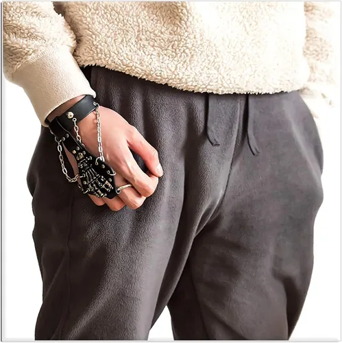 Miniatura 6 de Xusamss Punk Rock Alloy Skull Hand Rivet Chain Cuff Bracelet,7"-8