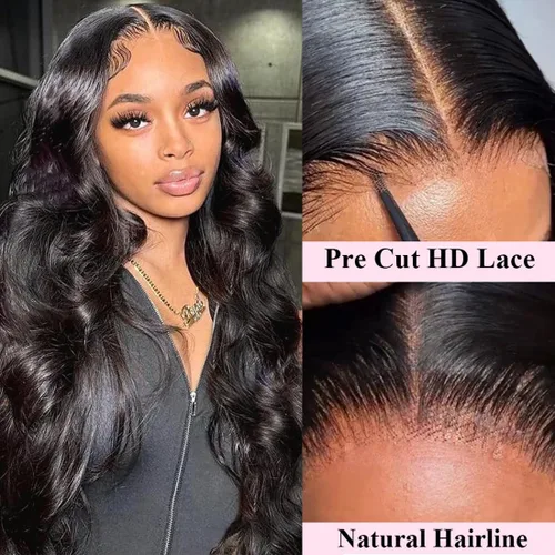 Miniatura 7 de Pelucas de cabello humano ondulado con encaje frontal HD de 6 x 4, cabello humano prearrancado con abuelitos para principiantes, sin pegamento