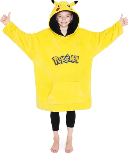 Miniatura 9 de Sudadera con capucha y manta de Pokémon para niños y adolescentes, sudadera con capucha extragrande de forro polar portátil, manta con capucha