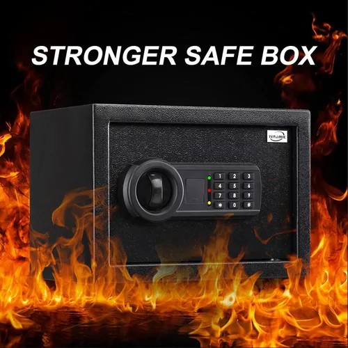 Miniatura 3 de Tenamic Caja de seguridad de 0.8 pies cúbicos a prueba de fuego, impermeable, caja fuerte para el hogar, caja de seguridad pequeña con teclado, caja