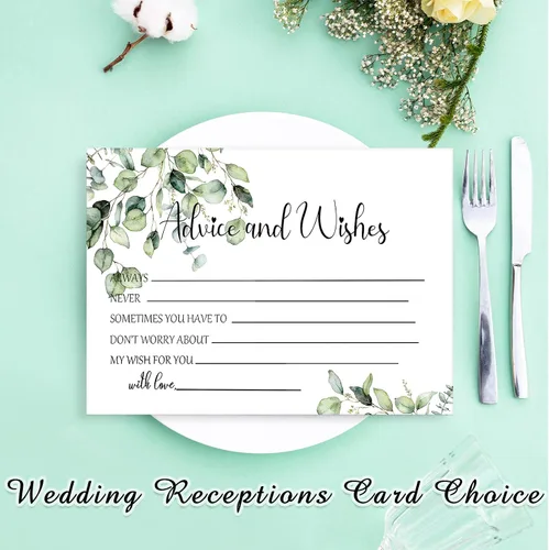 Miniatura 4 de Zonon 50 tarjetas de consejos y deseos, sin revestimiento, para boda, libro de visitas impreso de peso pesado para la novia y el novio, baby shower