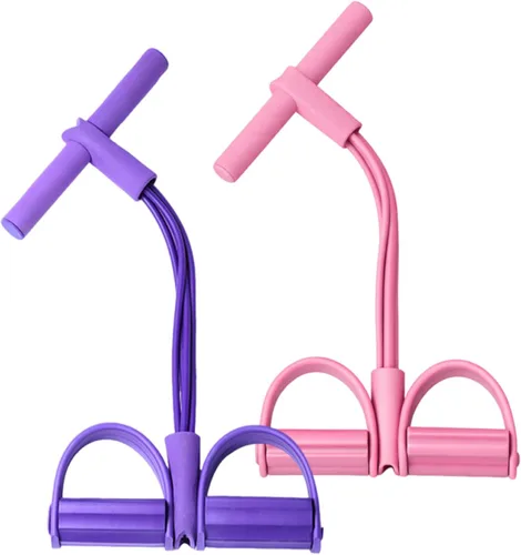 Miniatura 9 de 21 bandas de resistencia de fitness, 4 tubos de pedal de tobillo, banda de resistencia con mango, dispositivo de resistencia de pedal desmontable