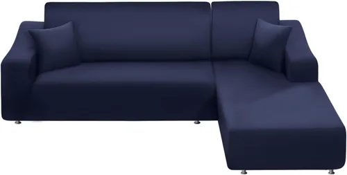 Miniatura 10 de NAISI Funda para sofá en forma de L, 2 piezas, funda elástica suave con 2 fundas de almohada, protector de muebles, fundas de sofá seccional de 3