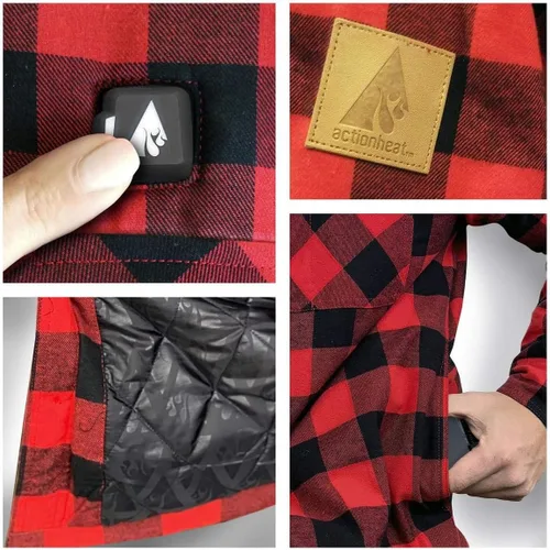 Miniatura 6 de ActionHeat Camisa de franela calentada con batería de 5 V - Sistema de calefacción de tres zonas, 3 ajustes de calor, paneles de calefacción