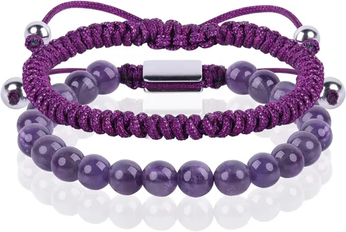 Pulseras de cuentas negras para hombres y niños: 0.236 in de obsidiana ónix cuentas de lava para hombre conjunto de pulseras para hombre - Genial