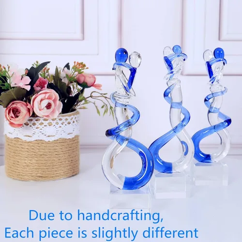 Miniatura 4 de EUSTUMA Figura de vidrio soplado a mano, escultura hecha a mano para parejas, aniversario de boda y regalo del día de San Valentín, colección