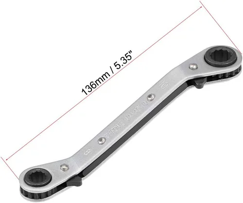 Miniatura 2 de uxcell Llave de trinquete reversible, extremo de caja doble de 0.315 in x 0.394 in, Cr-V