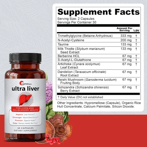 Miniatura 3 de UpWellness Ultra Suplemento para el Hígado para Apoyo del Hígado y Apoyo de la Vesícula Biliar - Impulsado por TMG, NAC Cardo Mariano, y Más