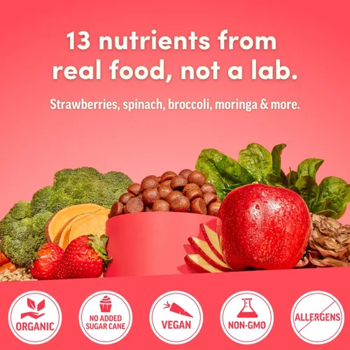 Miniatura 3 de Llama Naturals Multivitamínico para mujeres y hombres, gomitas veganas y orgánicas con vitamina D, C y K, vitaminas masticables de fruta real