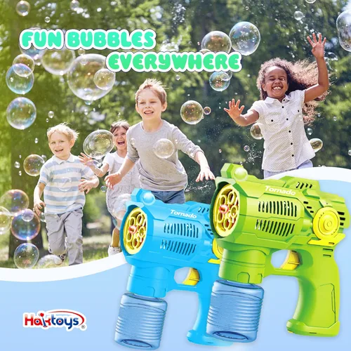 Miniatura 6 de Juego de 2 pistolas de burbujas con baterías, juguetes sopladores automáticos de burbujas para niños y niños pequeños, 1 disparador de burbujas azul