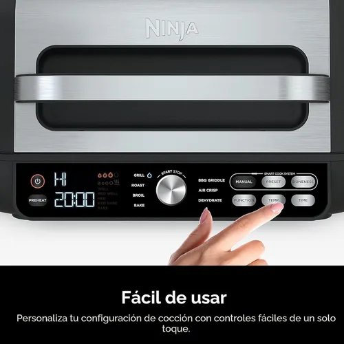 Miniatura 8 de Ninja IG651 Foodi Smart XL Pro 7 en 1 Combo de parrilla/plancha para interiores, uso abierto o cerrado, freír al aire, deshidratar y más, rejilla