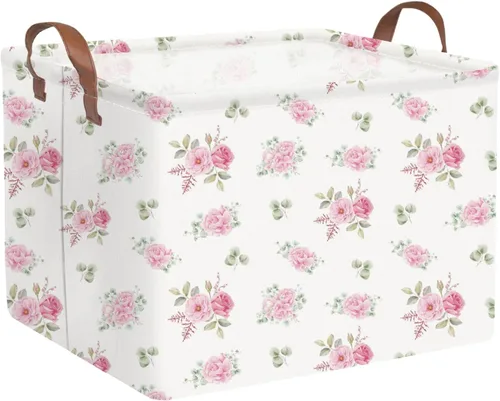 Miniatura 52 de FXOLCSHE - Canasta rectangular rosa de alpaca, canasta de lavandería impermeable plegable para guardería, canasta de juguetes para habitación