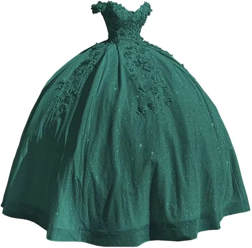Miniatura 20 de Ftupza Preciosos vestidos de quinceañera florales 3D vestidos de tul hinchados para mujeres fuera del hombro vestido de fiesta largo FFtu09