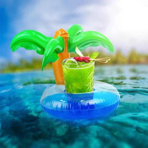 Miniatura 4 de Flotador inflable para muñecas para piscina, incluye flamencos, donas, piñas, conchas, cangrejos, conejo, soporte inflable para bebidas para fiestas