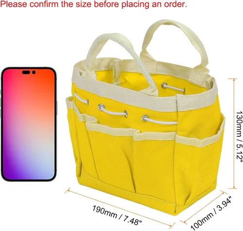 Miniatura 2 de HARFINGTON Bolsa de herramientas de jardín pequeña de 7.5 x 4 x 5 pulgadas, Oxford impermeable con bolsillos, bolsa de mano de jardín, organizador