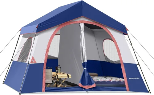 Miniatura 10 de HIKERGARDEN - Tienda de campaña para 6 a 8 personas, tienda de campaña familiar portátil para campamento, tienda de campaña de tela resistente al