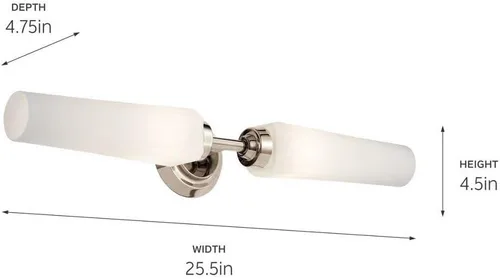 Miniatura 3 de Kichler Truby™ - Aplique de pared de 11.5 pulgadas con cristal de ópalo grabado satinado en níquel pulido